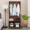 Coat Hat Rack with Shelf and 3 Hooks Organizer-Brown