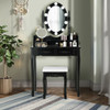 Makeup Dressing Table with Touch Switch Lighted Mirror and Cushioned Stool-Black