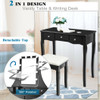 10 Dimmable Light Bulbs Vanity Dressing Table with 2 Dividers and Cushioned Stool-Black