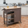 Kitchen Island Trolley Cart Storage Cabinet with Wine Rack & Shelf-Coffee