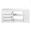 Folding Sewing Table Shelves Storage Cabinet Craft Cart with Wheels-White