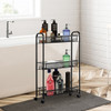 3-Tier Mesh Rolling Cart Mobile Organizer Stand Utility Cart Trolley