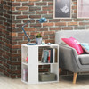 2-Tier Side End Table with Storage Shelves -White