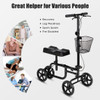 Foldable Knee Walker W/ Basket and Dual Brakes-Black