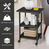 3-tier Adjustable Printer Stand with 360° Swivel Casters-Black