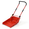 Folding Snow Pusher Scoop Shovel with Wheels and Handle-Red