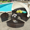 Patio Round Daybed Rattan Furniture Sets with Canopy