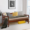 Twin Size Wooden Slats Daybed Bed with Rails-Rustic Brown