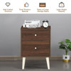 2-Drawer Nightstand Beside End Side Table with Rubber Legs-Brown