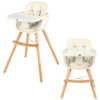 3 in 1 Convertible Wooden High Chair with Cushion-Beige