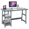 Trestle Computer Desk Home Office Workstation with Removable Shelves-Gray