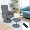 Fabric Massage Swivel Lounge Recliner with Ottoman-Gray