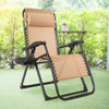 Oversize Lounge Chair with Cup Holder of Heavy Duty for outdoor-Beige