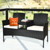 Patio Rattan Set Sofa Cushioned Loveseat Glass Table Chairs