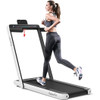 2-in-1 Electric Motorized Health and Fitness Folding Treadmill with Dual Display and Speaker-White