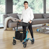 Folding Aluminum Rollator Lightweight Medical Walker-Blue