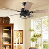 48-Inch Ceiling Fan with 5 Wooden Rustic Reversible Blades