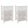 Set of 2 3 Layer 1 Drawer Wood Bedside End Table-White