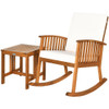 2 Pieces Acacia Wood Patio Rocking Chair Table Set