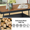 5 Pieces Patio Rattan Dining Set Table with Wooden Top