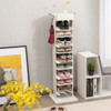 Rotated Shoe Rack 9 Tier Wooden Shoe Organizer -White