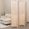4 Panels Folding Wooden Room Divider-Natural