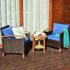 3 pcs Solid Wood Frame Patio Rattan Furniture Set