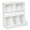 Freestanding Combo Cubby Bin Storage Organizer Unit W/3 Baskets-White