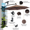 10 ft 360° Rotation Solar Powered LED Patio Offset Umbrella without Weight Base-Tan