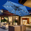 9' Patio LED Solar Umbrella with Crank-Blue