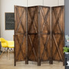 5.6 Ft 4 Panels Folding Wooden Room Divider-Brown