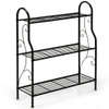 3-Tier Scrollwork Designed Metal Plant Stand-Black