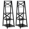 2 Pieces 4-Tier Wood Display Storage Bookshelf Set-Black