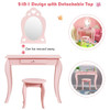 Kids Princess Makeup Dressing Play Table Set with Mirror -Pink