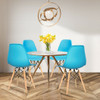 Set of 4 Mid Century Modern Dining Chairs with Wooden Legs-Blue