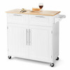 Heavy Duty Rolling Kitchen Cart with Tower Holder and Drawer-White