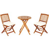 3 Pieces Patio Folding Wooden Bistro Set Cushioned Chair-White