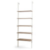 5-Tier Wood Look Ladder Shelf with Metal Frame for Home-White