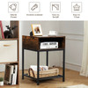 Industrial Nightstand End Side Table with Mesh Shelf