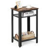 3-Tier Industrial Tall Nightstand Side End Telephone Table