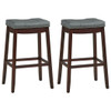 29Set of 2 Nailhead Saddle Bar Stools -Brown