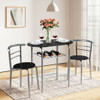 3 pcs Home Kitchen Bistro Pub Dining Table 2 Chairs Set- Silver