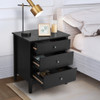 Nightstand Beside End Side Table Organizer with 3 Drawers-Black