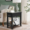 2 Tier End Bedside Sofa Side Table Narrow Nightstand-Black