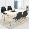 4 Pcs Modern Mid Century Armless Side Chair with Linen Cushion and Wood Legs-Black