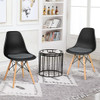 4 Pcs Modern Mid Century Armless Side Chair with Linen Cushion and Wood Legs-Black
