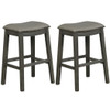 29 Inch Set of 2 Saddle Nailhead Kitchen Counter Chair-Gray