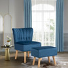 Leisure Chair and Ottoman Thick Padded Tufted Sofa Set-Blue