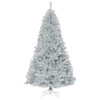 7.5 Feet Hinged Unlit Artificial Silver Tinsel Christmas Tree