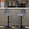 2Pcs Adjustable Bar Stools Swivel Counter Height Linen Chairs -Gray